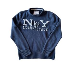 Aeropostale Medium Navy Knit Sweater Embroidered Logo